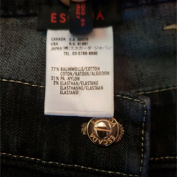 Escada Jeans Womens 10 Italy 40 Black Gold Stitch Straight Leg Mid Rise Stretch - Picture 10 of 12